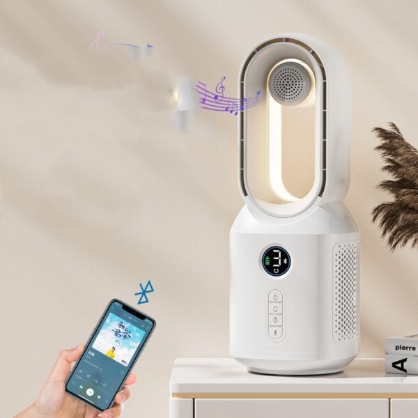 New Multi-functional Bladeless Fan Bluetooth Speaker LED Night Light For Home Room Decoration - Image 2